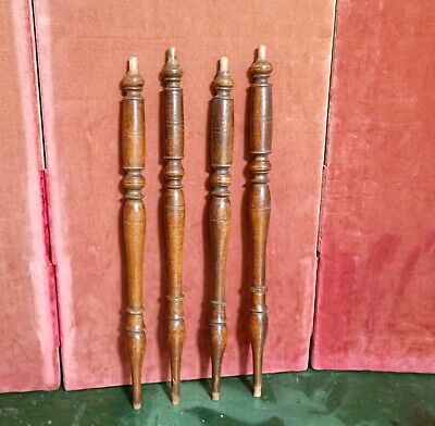 4 Wood columns Tall spindle set Antique French architectural salvage 18th C