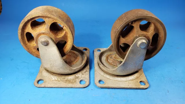 Bassick Casters # 361 Stationary 3" Cast Iron Wheel 3 3/4" High Pair
