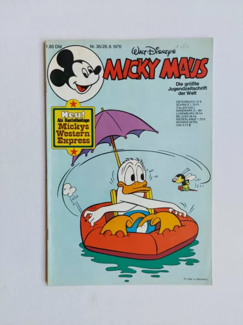 Ehapa - Micky Maus Nr.35 / 28.8.1976 - Top Zustand Z1-2 (mit Beilage & Schnipp)