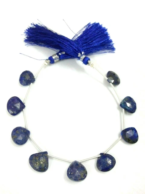 9 Pcs Natural Lapis Lazuli Fancy Heart Faceted 7-8mm Gemstone Beads 7"inch