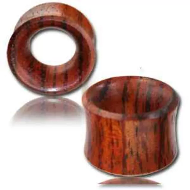 Pair Double Flare Rose Wood Concave Plugs Tunnels Gauges Gauge Organic Plug