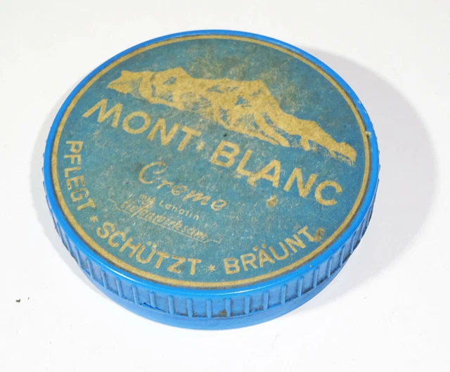 Vintage Plástico Lata Mont Blanc Crema Decoración Colector De