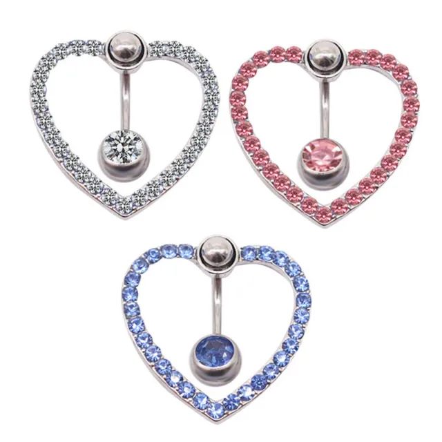 1Pcs Sexy Heart Navel Belly Ring Crystal Surgical Steel Body Piercing Navel RiSA