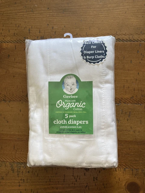 Gerber Baby 5 Pack Organic Prefold  Cloth Diaper