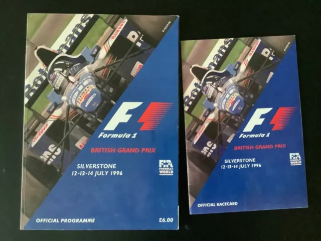 British Grand Prix F1 Silverstone 1996 Official Race Programme & Racecard