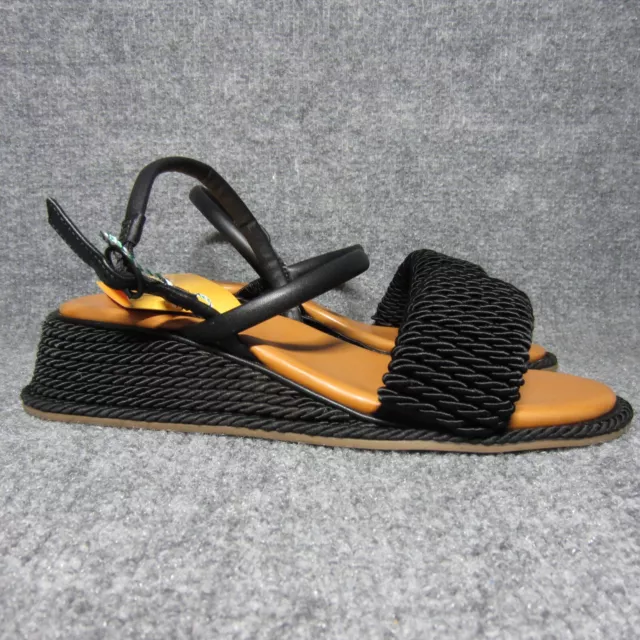 Farm Rio Black Wedge Espadrille Sandals Womens 39 US 8 Ankle Strap NEW $230
