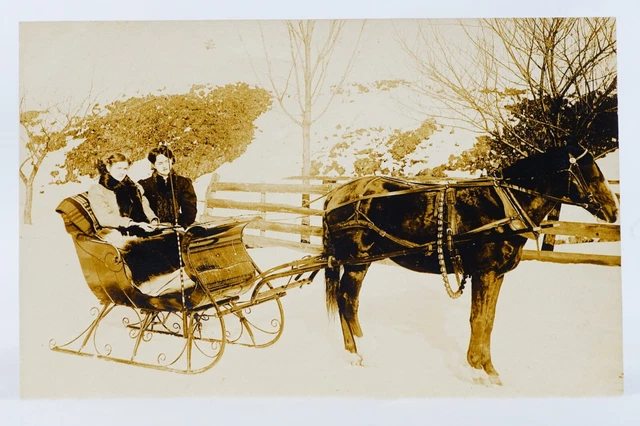 Women Horse Drawn Sleigh Bieber Family Milton PA Estate