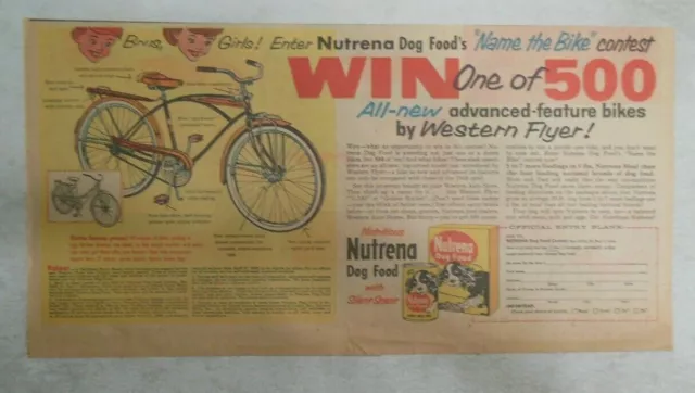 Nutrena Dog Food Ad: Win a Western Flyer Bike from 1959 Size: 7.5 x 15 inches