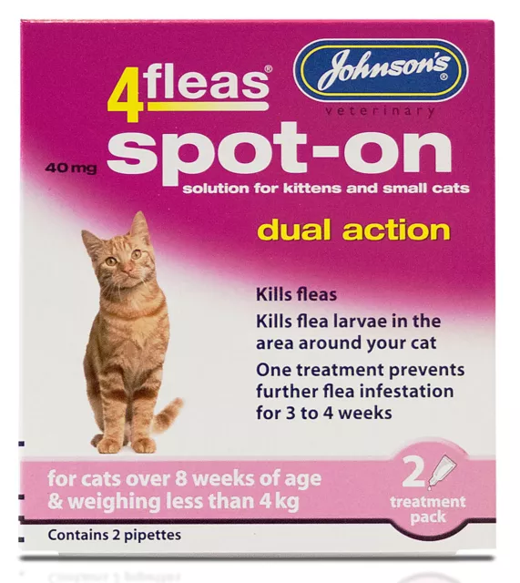 Johnson's 4Fleas double action spot on pour chats et chatons pour chats de moins de 4 kg