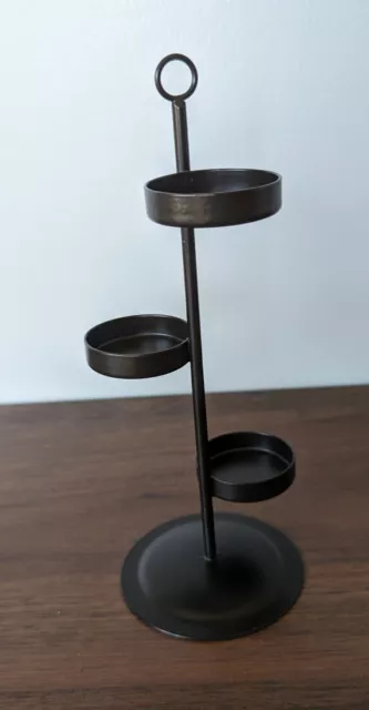 Partylite 8" Black Universal Tealight Tree 3 Candle Holder Votive Hurricane