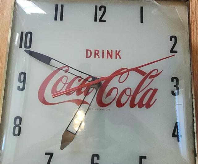 Vintage PAM Coca-Cola Lighted Electric Wall Clock 15” X 15” X 3-1/2”