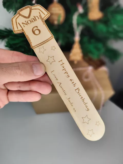Personalised Football Bookmark Gift for kids, Laser Engraved Gift With Name
