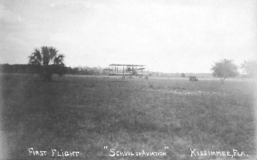 School Of Aviation First Flight Airplane Kissimmee Florida FL Reprint Postcard