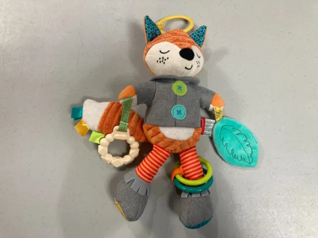 Infantino Orange Fox Plush Stroller Crib Rattle Teether Activity Sensory Toy