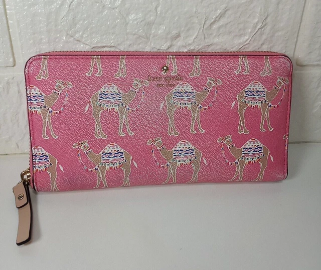 Kate Spade Pink Camel March Neda Zip Around Wallet PVC (Preowned- Print is Worn) Kate Spade Pink Camel March Neda Zip Around Wallet PVC (Preowned- Print is Worn)