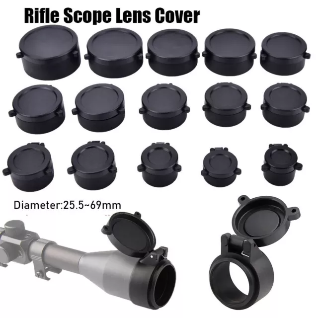 25.5-69mm Objective Lense Lid Flip Up Cap Quick Spring Protection Lens Cover