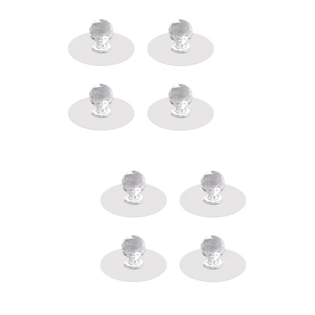 8 Pcs Bedroom Hooks Cupboard Dresser Drawer Pulls Glass Door Knobs