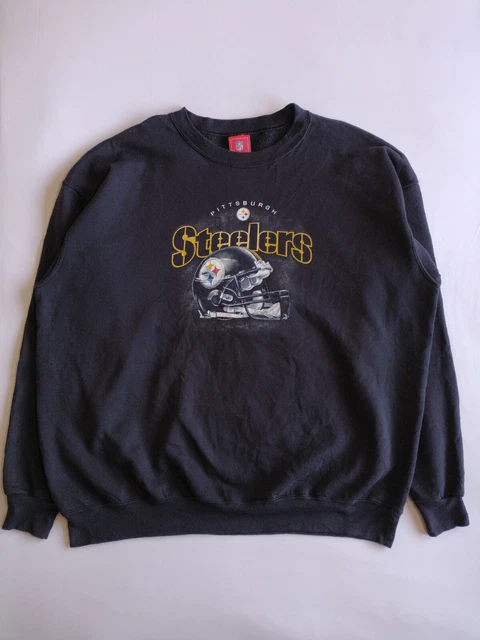 PITTSBURGH STEELERS Men's Vintage Black NFL American Football Team Sweatshirt XL