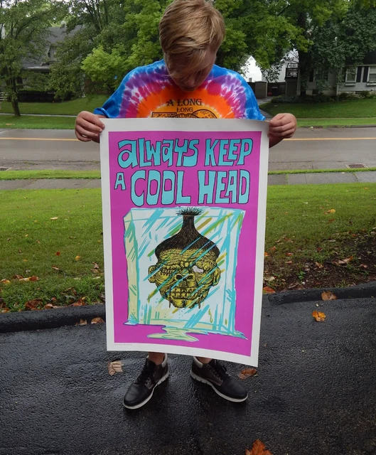 Vintage NOS Original 1970s Psychedelic Always Keep a Cool Head Vagabond Poster