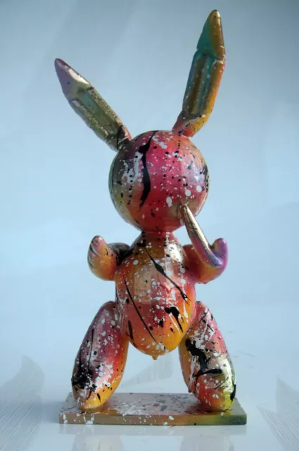 SPACO signed RABBIT SCULPTURE graffiti pop STREET ART painted french LAPIN KoonS