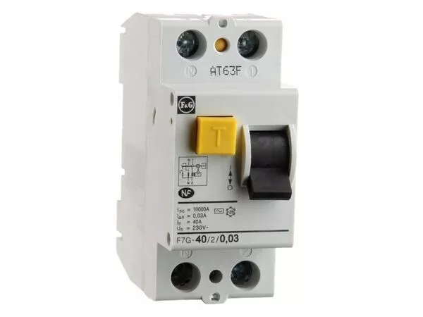 Interrupteur différentiel F&G 40 Amp 30mA Double Pôle Rcd F7G-40/2/003