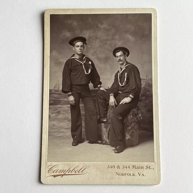 Antique Cabinet Card Photograph Handsome Sailors Affectionate Gay Int Norfolk VA 2