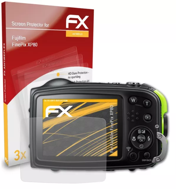 atFoliX 3x Panzerfolie für Fujifilm FinePix XP80 Schutzfolie matt&stoßfest Folie