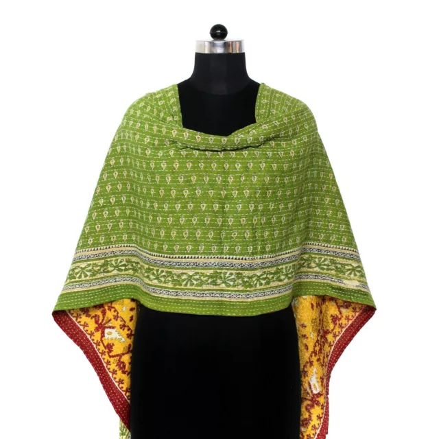 Sciarpa lunga vintage indiana Kantha Dupatta in cotone ricamato con velo,...