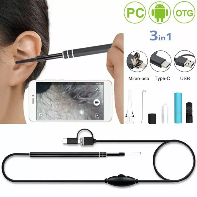 HD Camera Spoon Otoscope 3in1 Ear Cleaning Endoscope USB 5.5mm Visual Earpick