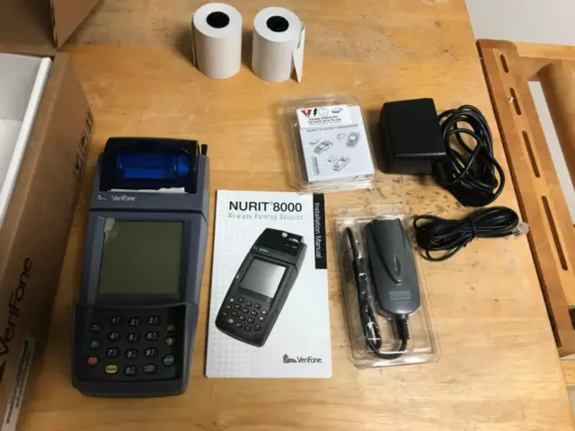 Verifone Nurit 8000/8010/8020 Wireless Credit Card Terminal Complete Set Up Mint