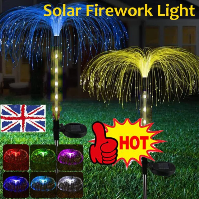 Solar Fireworks Fairy String LED Lights Jellyfish Garden Stake Outdoor Lamp M