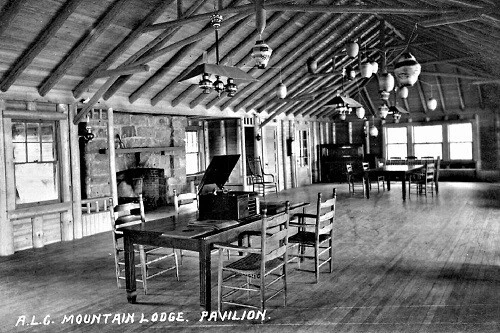 Adirondack League Club Lodge Pavilion Old Forge New York NY Reprint Postcard