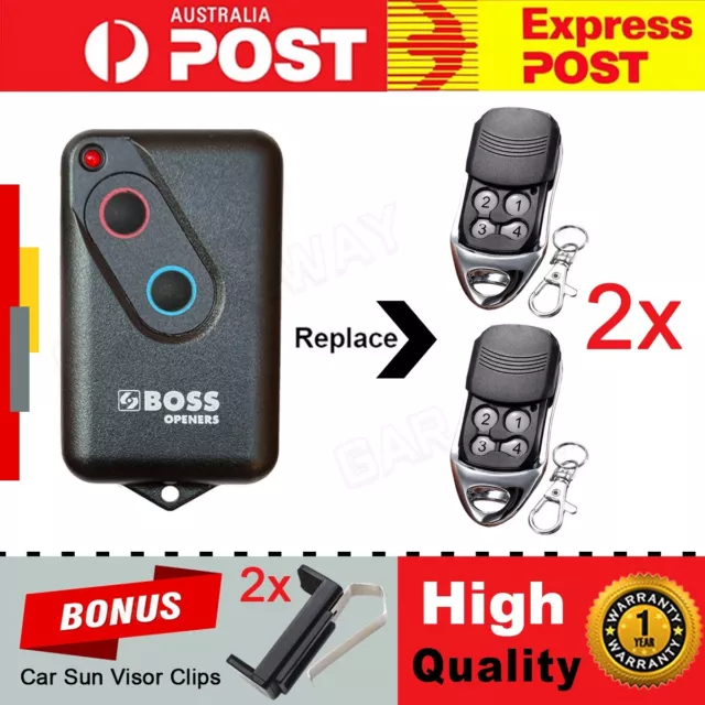 2x Boss/Guardian/Steel-Line 2211L BHT4/BOL4/BRD1 Garage Door Compatible Remotes