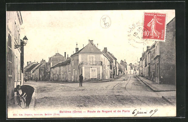 CPA Bellème, Route de Nogent et de Paris 1909