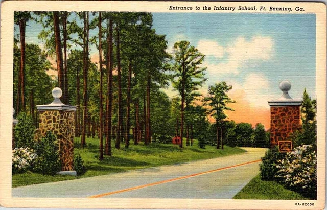 Postcard ROAD SCENE Fort Benning Georgia GA AN0308