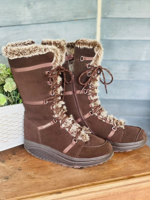Skechers Womens Shape-Ups Toning Boots Size 9.5 Brown 11812 Tall Faux Fur Lined Skechers Womens Shape-Ups Toning Boots Size 9.5 Brown 11812 Tall Faux Fur Lined