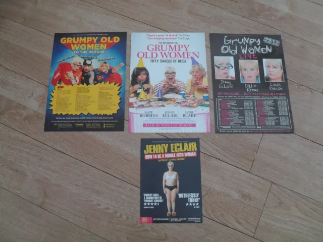 JENNY ECLAIR GRUMPY OLD WOMEN - 4 different lovely colour tour flyers (MINT)