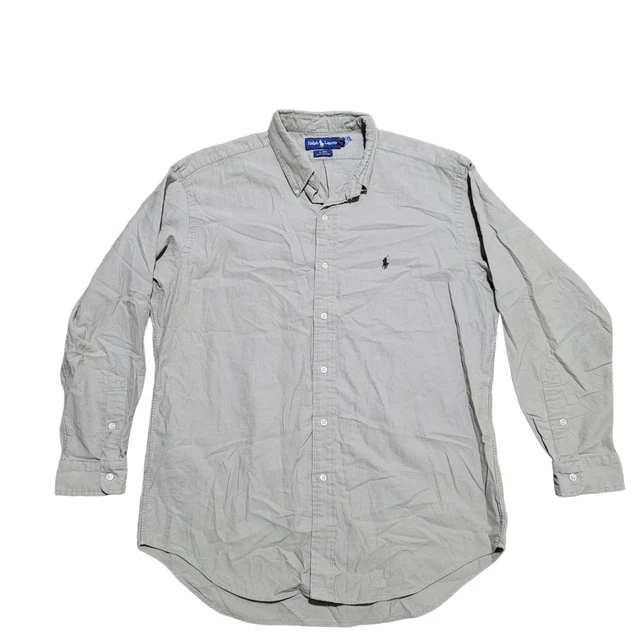 VTG Ralph Laruen Long Sleeve Button Down Shirt Beige Khaki Corduroy Blake Men L