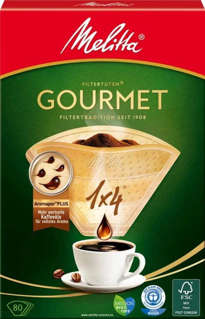 Paquete de 8 bolsas de filtro Melitta SDA 1x4/80GourmetbrAVE80 pequeños electrodomésticos 206834