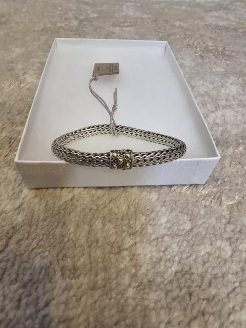 JOHN HARDY DOT COLLECTION STERLING SILVER 18 K GOLD CHAIN BRACELET 7.5 in M