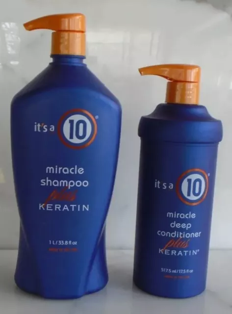 It's A 10 Miracle Shampoo Plus Keratin Shampoo 33.8oz- Deep Conditioner 17oz DUO