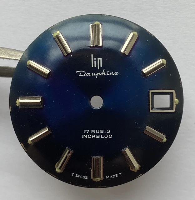 Cadran Bleu Pour Montre LIP Dauphine - Diamètre 29mm, Occasion Superbe, Neuf Sans étiquette
