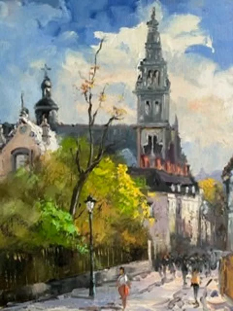 paysage Paris tableau peinture huile sur toile / street oil painting on canvas