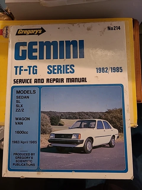 Holden Isuzu Gemini Tf Tg Series Workshop Manual 19821984 No 214 14 