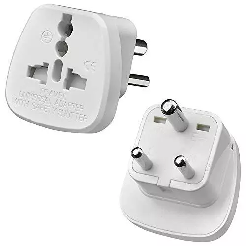 2 X UK to India Travel Adapter, 3 Pin Prong Plugs for Visitor from UK, Europe