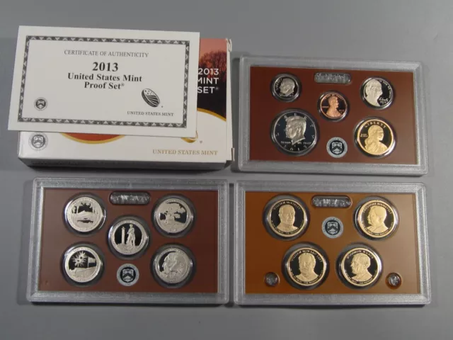 2013-s US Mint 14 Coin Clad Proof Set w/ Box & COA. #9