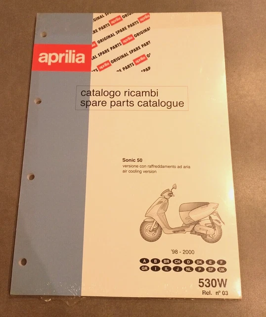 Catalogo Ricambi Aprilia Sonic 50 '98-'00 Cod 530X Rif  N°03 Ultimo Pezzo