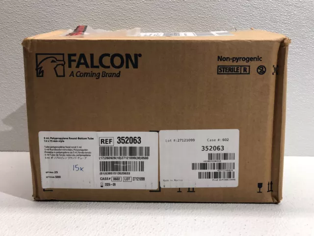 Corning Falcon 5mL Polypropylene Round-Bottom tube 12 x 75mm Style 352063 15/Cs