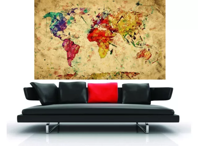 map of world wall artwork painting print art canvas art vintage poster 3