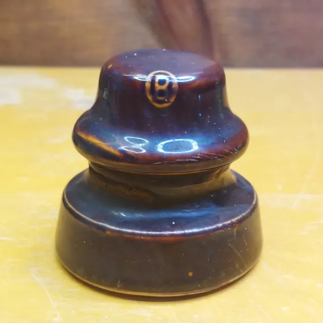 Vintage Porcelain Ceramic Pottery Brown Insulator.